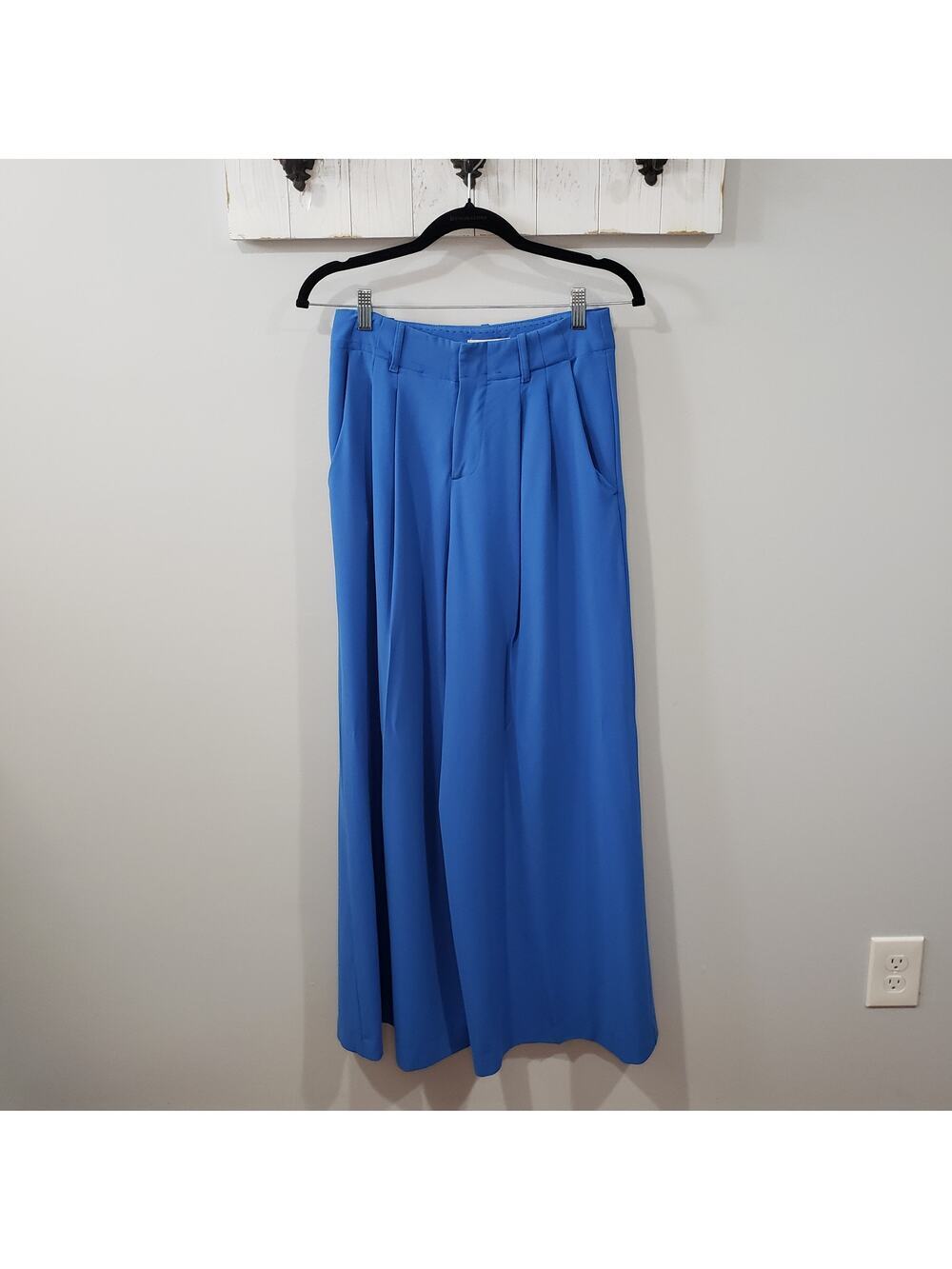 Alice Olivia Eloise Pleated Palazzo Pants Cobalt Blue Size 4